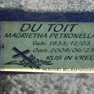 TOIT Magrietha Petronella, du 1933-2009