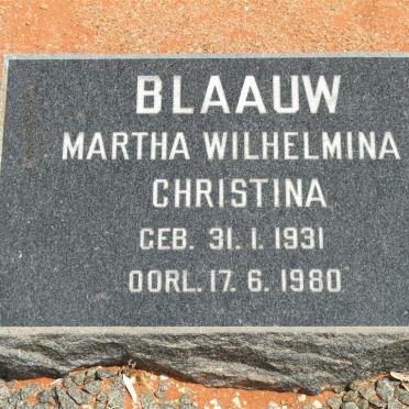 BLAAUW Martha Wilhelmina Christina 1931-1980