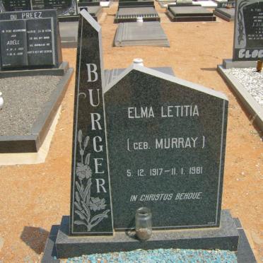 BURGER Elma Letitia nee MURRAY 1917-1981