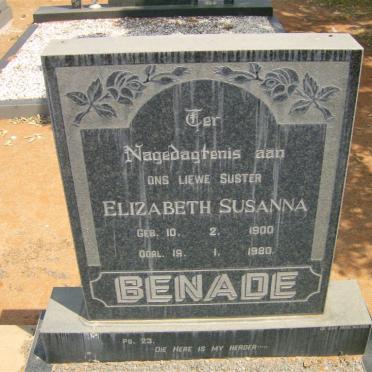 BENADE Elizabeth Susanna 1900-1980