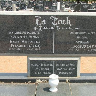 COCK Adriaan Jacobus, la 1901-1989 &amp; Maria Magdalena Elizabeth 1904-1983