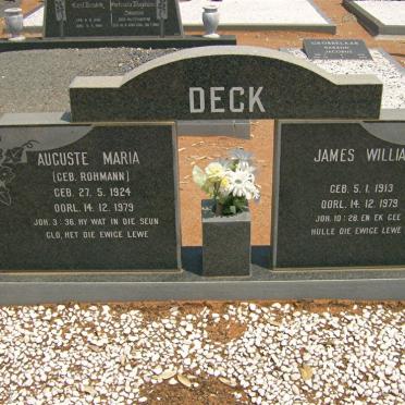 DECK James William 1913-1979 &amp; Auguste Maria ROHMANN 1924-1979