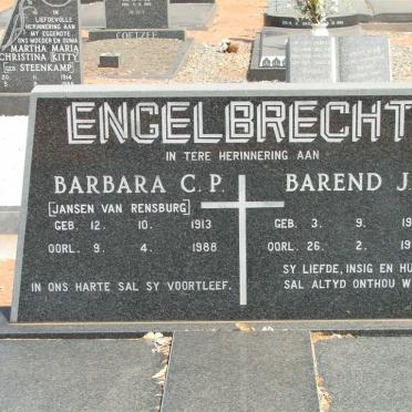 ENGELBRECHT Barend J. 1910-1990 &amp; Barbara C.P. JANSEN VAN RENSBURG 1913-1988