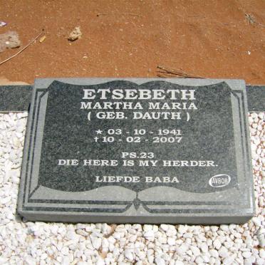 ETSEBETH Martha Maria nee DAUTH 1941-2007