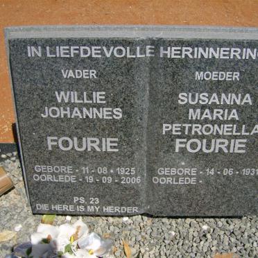 FOURIE Willie Johannes 1925-2006 &amp; Susanna Maria Petronella 1931-
