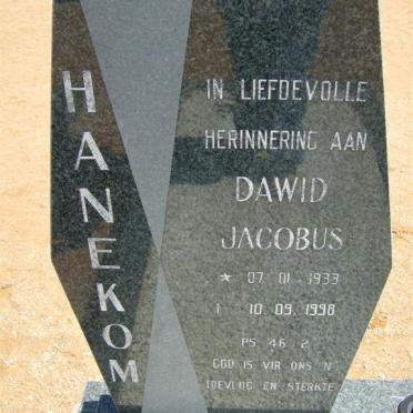 HANEKOM Dawid Jacobus 1933-1998