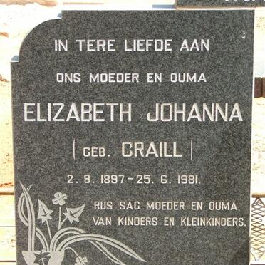 MERWE Elizabeth Johanna, van der nee CRAILL 1897-1981