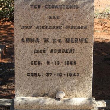 MERWE Anna W., v.d. nee BURGER 1869-1947