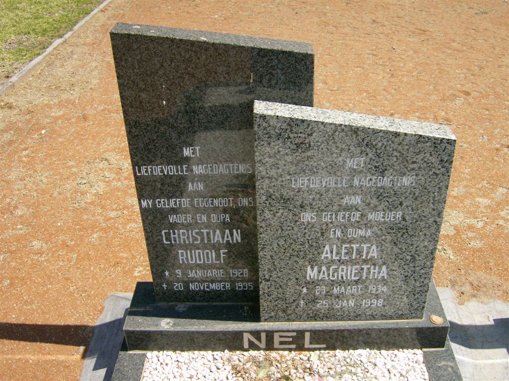 NEL Christiaan Rudolf 1928-1995 & Aletta Magrietha 1934-1998