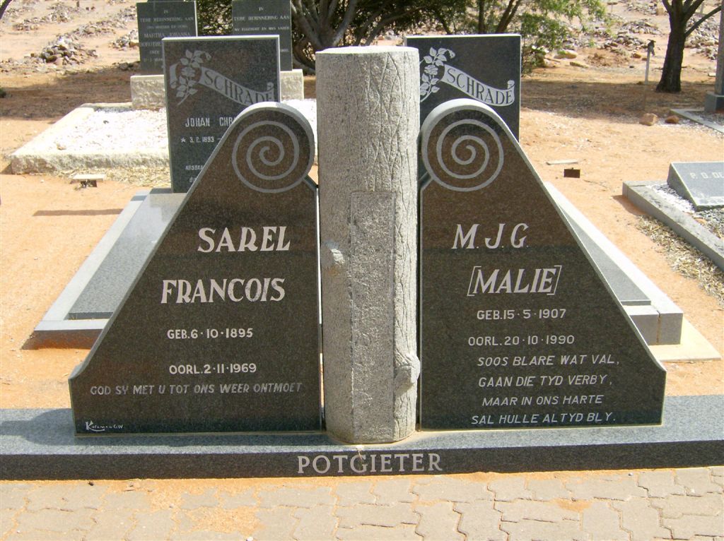 POTGIETER Sarel Francois 1895-1969 & M.J.G. 1907-1990