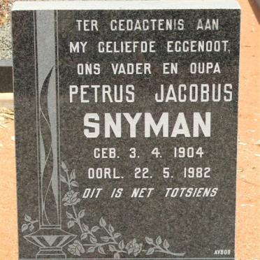 SNYMAN Petrus Jacobus 1904-1982