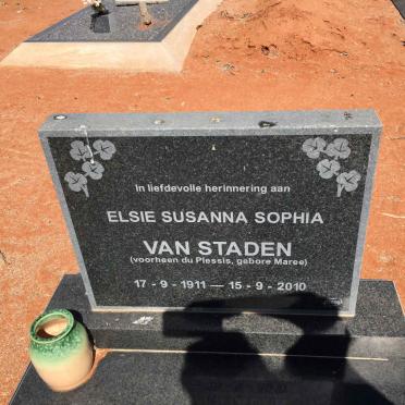 STADEN Elsie Susanna Sophia, van formerly DU PLESSIS nee MAREE 1911-2010