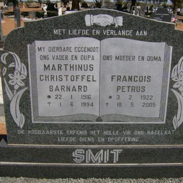 SMIT Marthinus Christoffel Barnard 1916-1994 &amp; Francois Petrus 1922-2005
