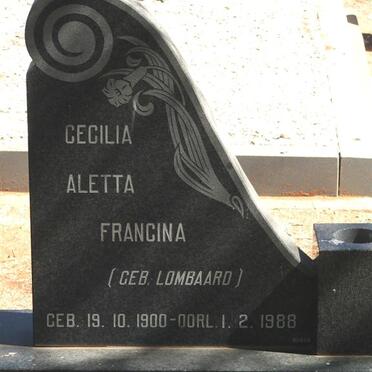 WYK Cecilia Aletta Francina, van nee LOMBAARD 1900-1988