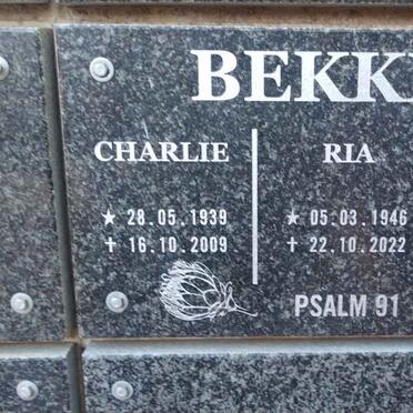 BEKKER Charlie 1939-2009 :: BEKKER Ria 1946-2022 :: BEKKER Lientjie 1973-
