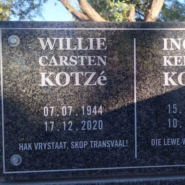KOTZE Willie Carsten 1944-2020 & Ingrid Kerstin 1952-2021