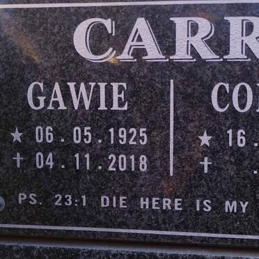 CARR Gawie 1925-2018 & Corrie 1927-
