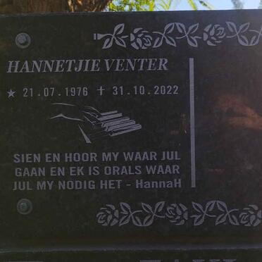 VENTER Hannetjie 1976-2022