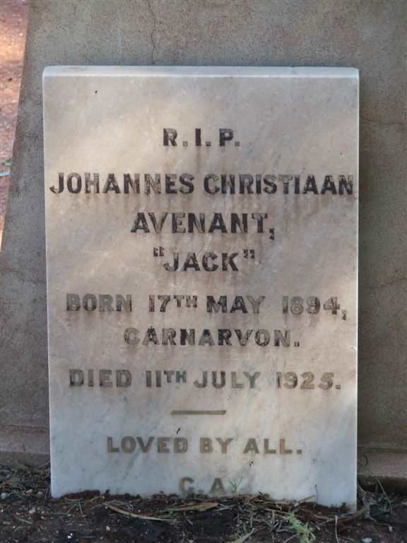AVENANT Johannes Christiaan 1894-1925