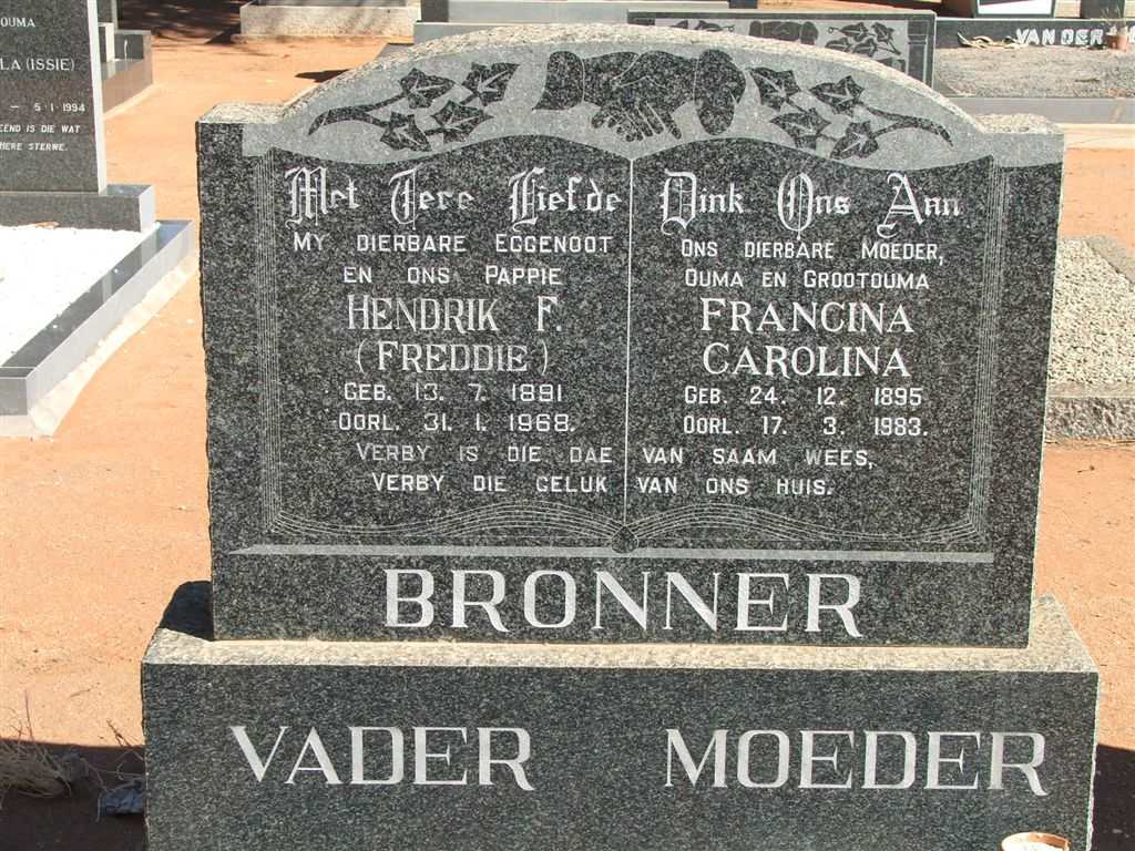 BRONNER Hendrik F. 1891-1968 & Francina Carolina 1895-1983