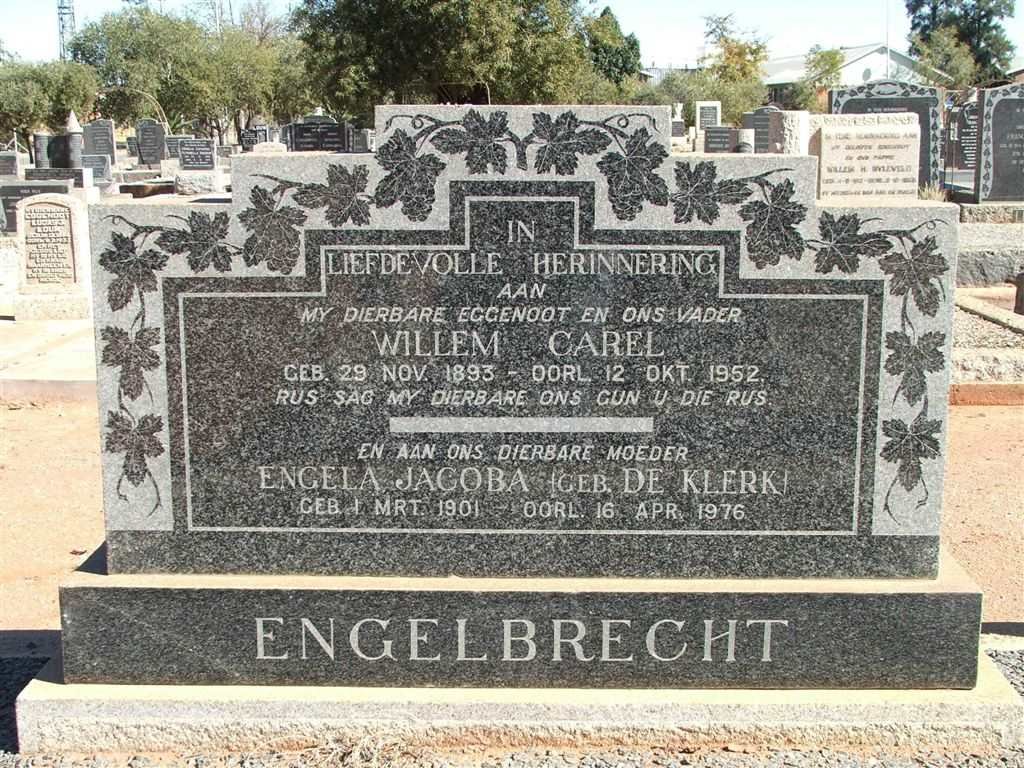 ENGELBRECHT Willem Carel 1893-1952 &amp; Engela Jacoba DE KLERK 1901-1976