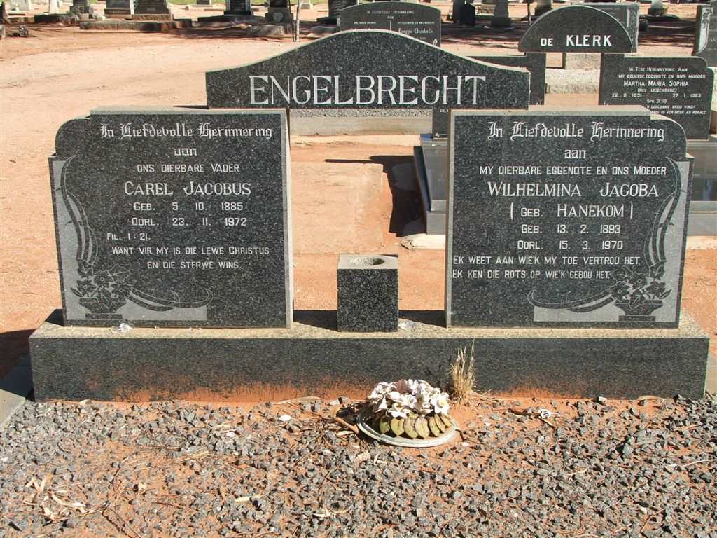 ENGELBRECHT Carel Jacobus 1885-1972 & Wilhelmina Jacoba HANEKOM 1893-1970