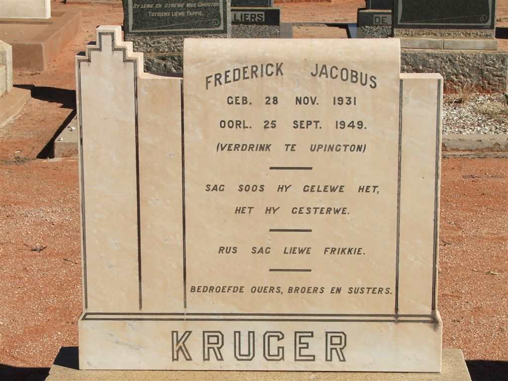 KRUGER Frederick Jacobus 1931-1949