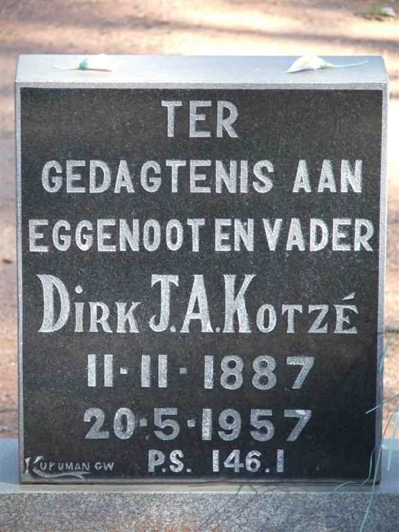 KOTZÉ Dirk J.A. 1887-1957