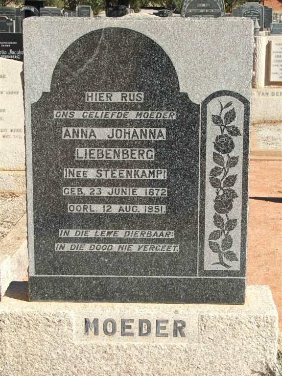 LIEBENBERG Anna Johanna nee STEENKAMP 1872-1951