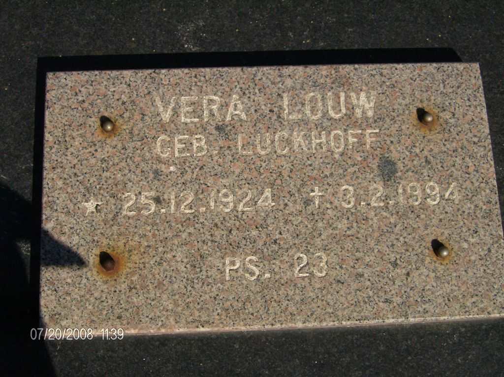 LOUW Vera nee LUCKHOFF 1924-1994