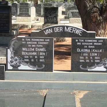 MERWE Willem Daniël Benjamin, van der 1901-1965 &amp; Clasina LOUW 1904-1985