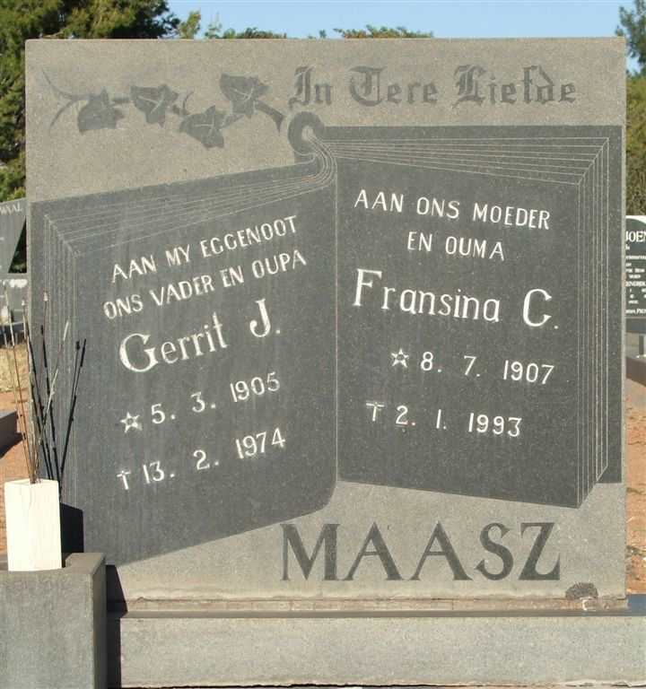 MAASZ Gerrit J. 1905-1974 &amp; Francina C. 1907-1993