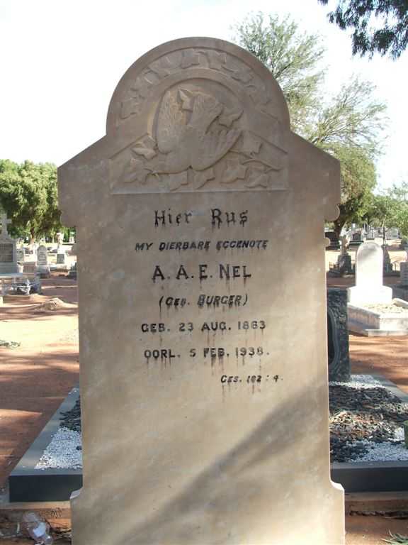 NEL A.A.E. nee BURGER 1863-1938