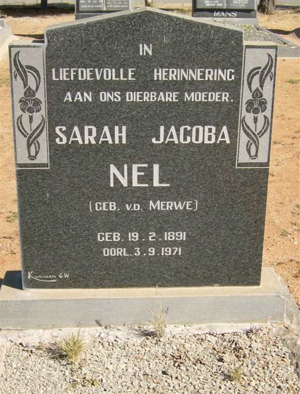 NEL Sarah Jacoba nee v.d. MERWE 1891-1971