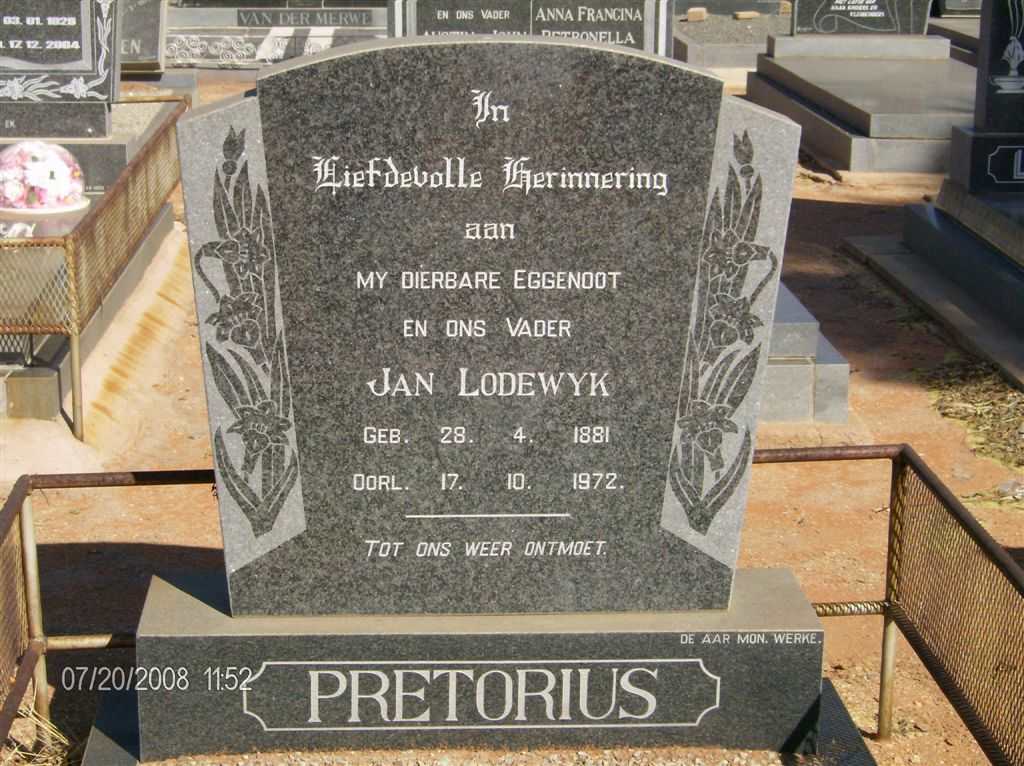 PRETORIUS Jan Lodewyk 1881-1972