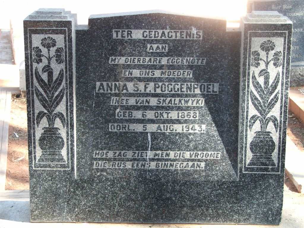 POGGENPOEL Anna S.F. nee VAN SKALKWYK 1868-1943