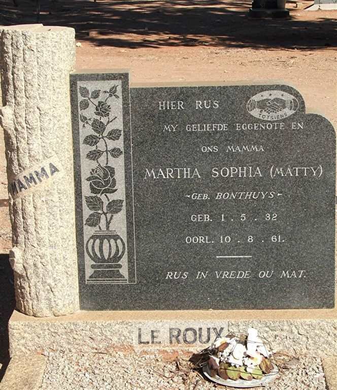 ROUX Martha Sophia, le nee BONTHUYS 1932-1961