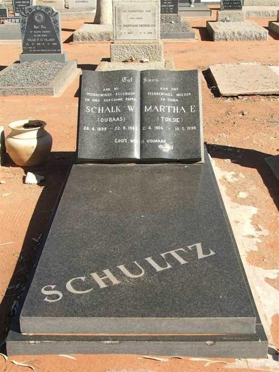 SCHULTZ Schalk W. 1899-1968 &amp; Martha E. 1906-1998