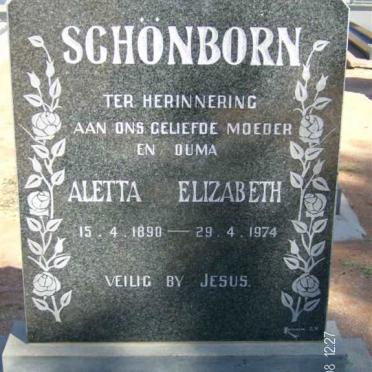SCHÖNBORN Aletta Elizabeth 1890-1974