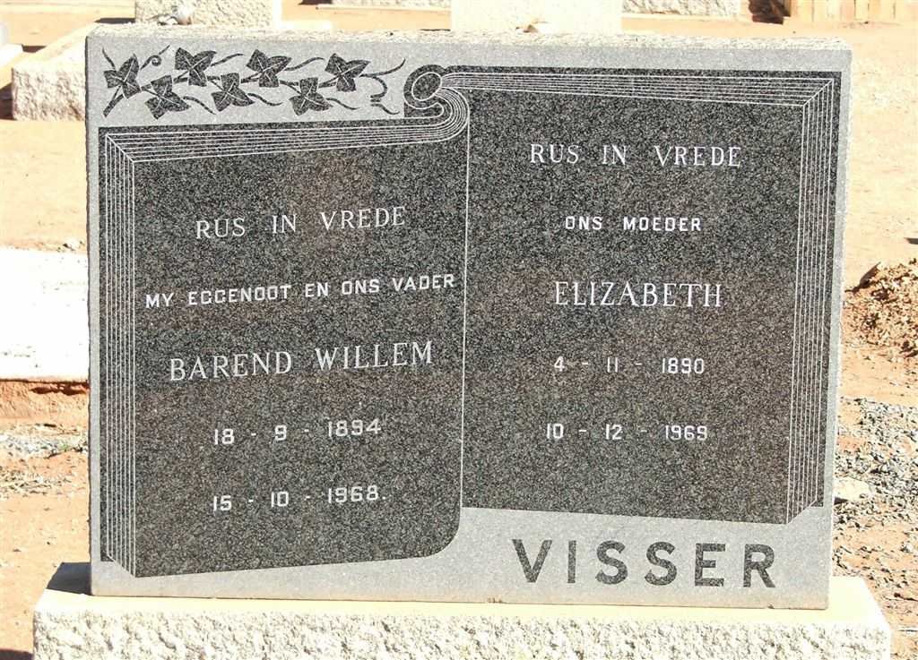 VISSER Barend Willem 1894-1968 &amp; Elizabeth 1890-1969