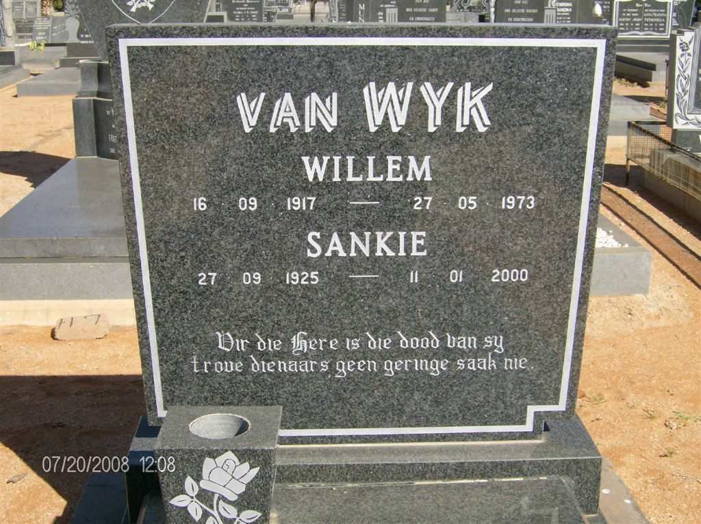 WYK Willem, van 1917-1973 &amp; Sankie 1925-2000