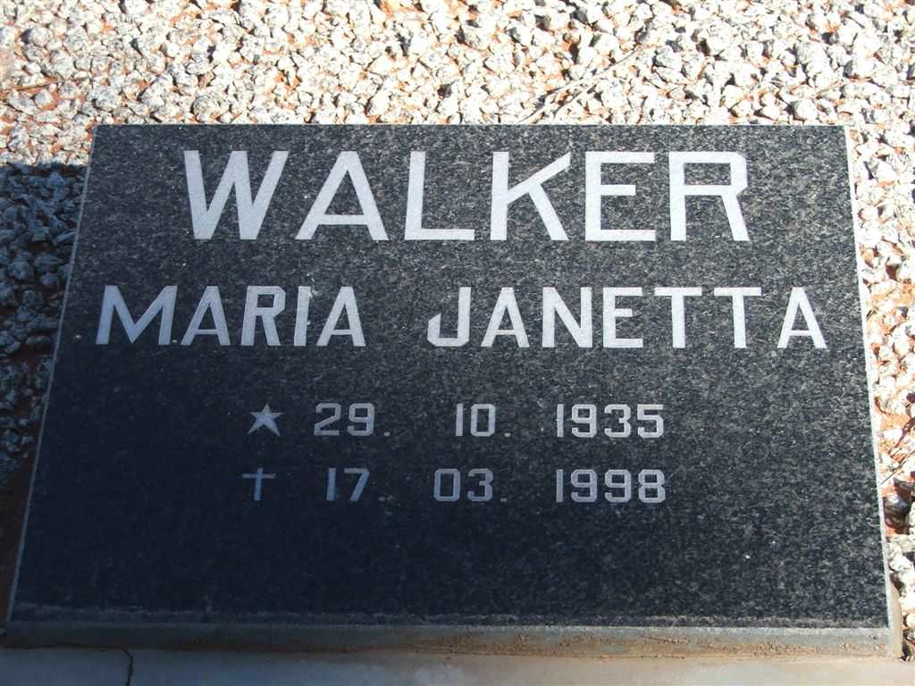 WALKER Maria Janetta 1935-1998