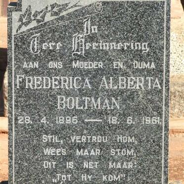 BOLTMAN Frederica Alberta 1896-1961