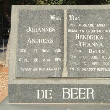 BEER Johannes Andreas, de 1886-1971 &amp; Hendrika Johanna BRITS 1893-1987