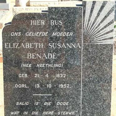 BENADÉ Elizabeth Susanna nee NEETHLING 1877-1952