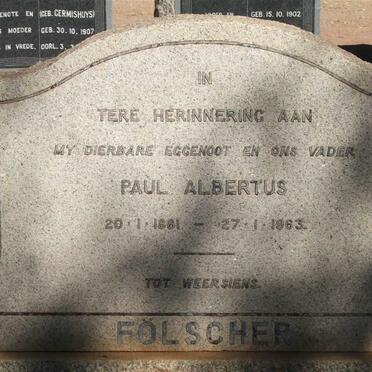 FOLSCHER Paul Albertus 1881-1963
