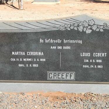 GREEFF Louis Egbert 1886-1965 &amp; Martha Gerdrina V.D. MERWE 1888-1963