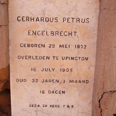 ENGELBRECHT Gerhardus Petrus 1873-1905