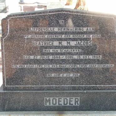 JACOBS Beatrice M.M. nee VAN SCHALKWYK 1884-1948