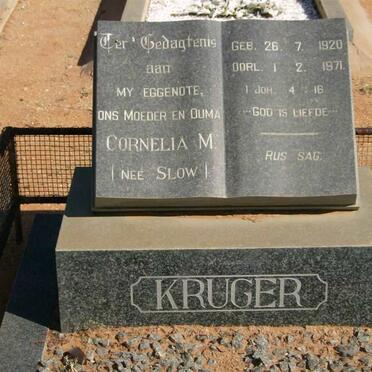 KRUGER Cornelia M. nee SLOW 1920-1971